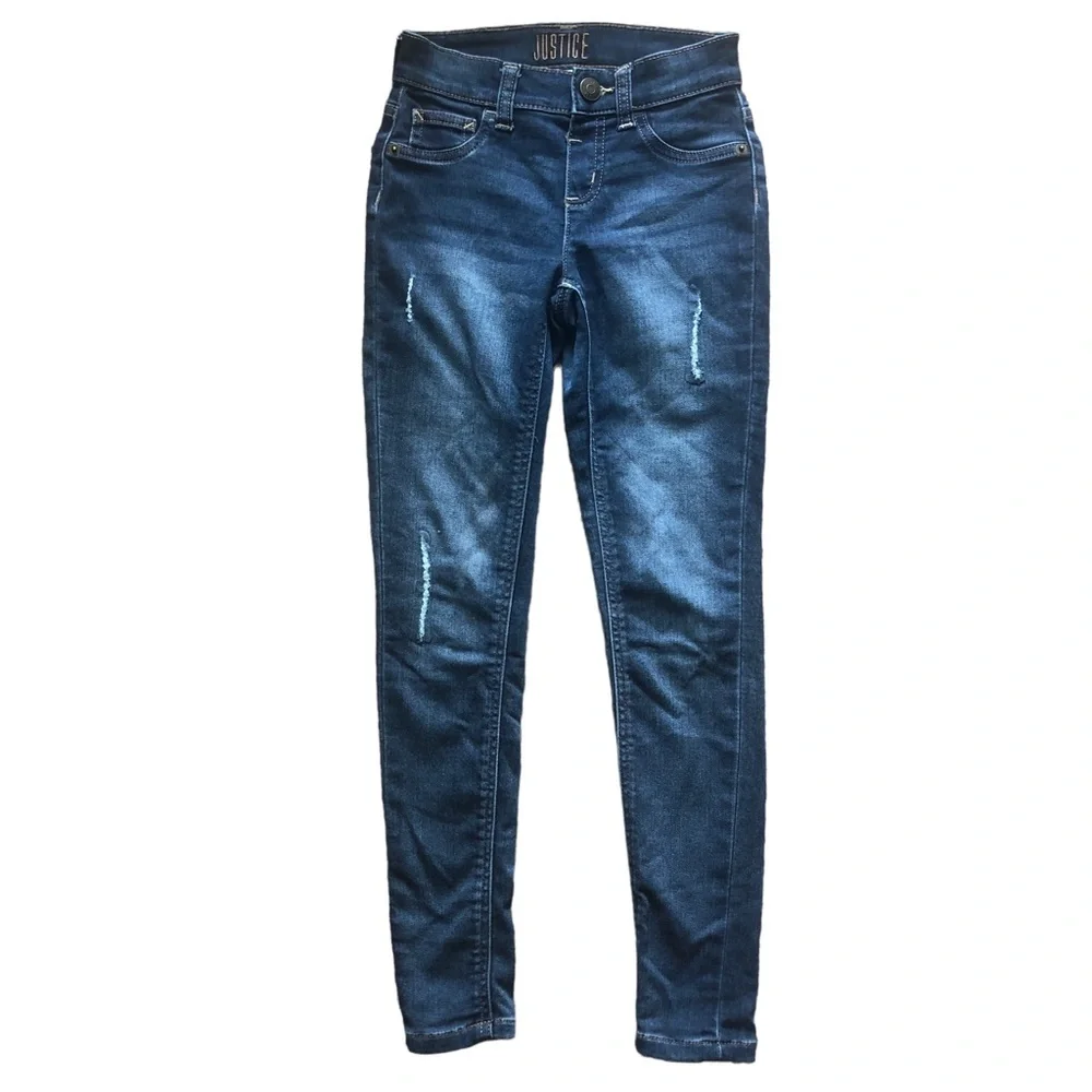 Justice Store 10 Slim Mid-Rise Denim Jegging Jeans Distressed